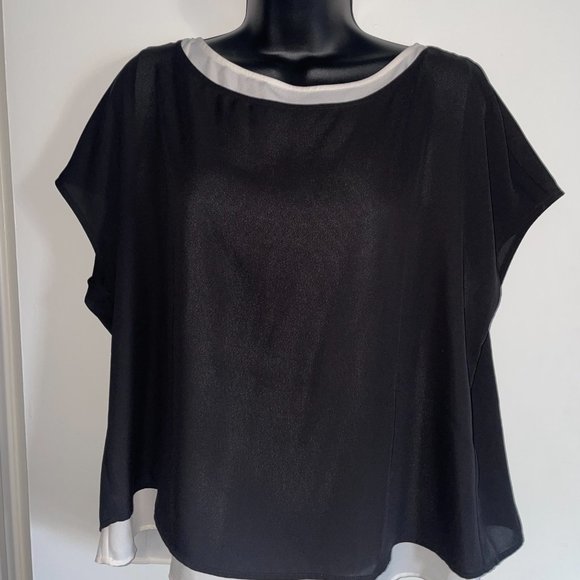 Banana Republic Black and White "Double" Shirt Size M - Picture 2 of 6